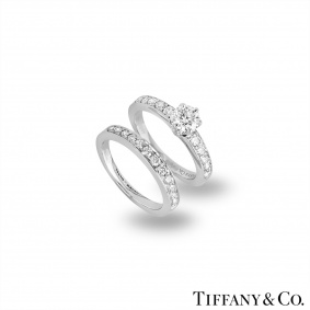 Tiffany & Co. Platinum Diamond Bridal Set 0.46ct F/VS1